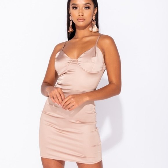 Dresses & Skirts - LAST 1! Silk Sleeveless Bustier Bodycon Mini Dress